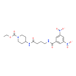 ChemSpider 2D Image | Ethyl 4-({4-[(3,5-dinitrobenzoyl)amino]butanoyl}amino)-1-piperidinecarboxylate | C19H25N5O8