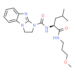 ChemSpider 2D Image | N-{(2S)-1-[(3-Methoxypropyl)amino]-4-methyl-1-oxo-2-pentanyl}-2,3-dihydro-1H-imidazo[1,2-a]benzimidazole-1-carboxamide | C20H29N5O3