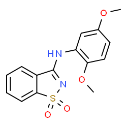 ChemSpider 2D Image | N-(2,5-Dimethoxyphenyl)-1,2-benzothiazol-3-amine 1,1-dioxide | C15H14N2O4S