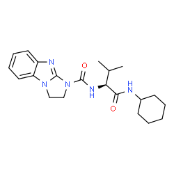 ChemSpider 2D Image | N-[(2S)-1-(Cyclohexylamino)-3-methyl-1-oxo-2-butanyl]-2,3-dihydro-1H-imidazo[1,2-a]benzimidazole-1-carboxamide | C21H29N5O2