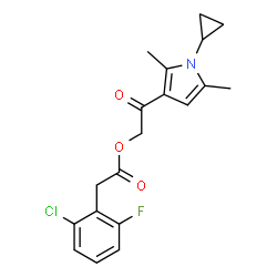 ChemSpider 2D Image | 2-(1-Cyclopropyl-2,5-dimethyl-1H-pyrrol-3-yl)-2-oxoethyl (2-chloro-6-fluorophenyl)acetate | C19H19ClFNO3