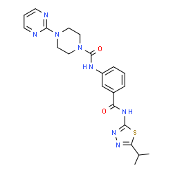 ChemSpider 2D Image | N-{3-[(5-Isopropyl-1,3,4-thiadiazol-2-yl)carbamoyl]phenyl}-4-(2-pyrimidinyl)-1-piperazinecarboxamide | C21H24N8O2S