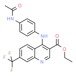 ChemSpider 2D Image | Ethyl 4-[(4-acetamidophenyl)amino]-7-(trifluoromethyl)-3-quinolinecarboxylate | C21H18F3N3O3