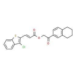 ChemSpider 2D Image | 2-Oxo-2-(5,6,7,8-tetrahydro-2-naphthalenyl)ethyl (2E)-3-(3-chloro-1-benzothiophen-2-yl)acrylate | C23H19ClO3S