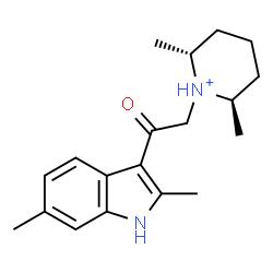 ChemSpider 2D Image | (2R,6R)-1-[2-(2,6-Dimethyl-1H-indol-3-yl)-2-oxoethyl]-2,6-dimethylpiperidinium | C19H27N2O
