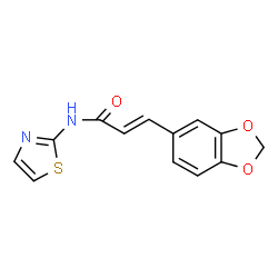 ChemSpider 2D Image | (2E)-3-(1,3-Benzodioxol-5-yl)-N-(1,3-thiazol-2-yl)acrylamide | C13H10N2O3S