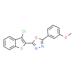 ChemSpider 2D Image | 2-(3-Chloro-1-benzothiophen-2-yl)-5-(3-methoxyphenyl)-1,3,4-oxadiazole | C17H11ClN2O2S