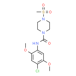 ChemSpider 2D Image | N-(4-Chloro-2,5-dimethoxyphenyl)-4-(methylsulfonyl)-1-piperazinecarboxamide | C14H20ClN3O5S