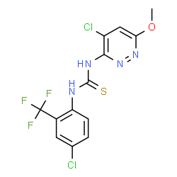 ChemSpider 2D Image | 1-(4-Chloro-6-methoxy-3-pyridazinyl)-3-[4-chloro-2-(trifluoromethyl)phenyl]thiourea | C13H9Cl2F3N4OS