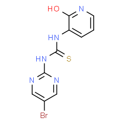 ChemSpider 2D Image | 1-(5-Bromo-2-pyrimidinyl)-3-(2-hydroxy-3-pyridinyl)thiourea | C10H8BrN5OS