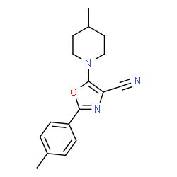 ChemSpider 2D Image | 2-(4-Methylphenyl)-5-(4-methyl-1-piperidinyl)-1,3-oxazole-4-carbonitrile | C17H19N3O
