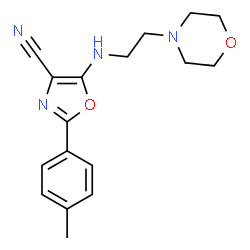 ChemSpider 2D Image | 2-(4-Methylphenyl)-5-{[2-(4-morpholinyl)ethyl]amino}-1,3-oxazole-4-carbonitrile | C17H20N4O2