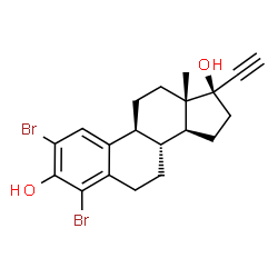 ChemSpider 2D Image | (17alpha)-2,4-Dibromo-19-norpregna-1(10),2,4-trien-20-yne-3,17-diol | C20H22Br2O2