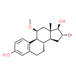 ChemSpider 2D Image | (11beta,16alpha,17beta)-16-Bromo-11-methoxyestra-1,3,5(10)-triene-3,17-diol | C19H25BrO3