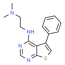 ChemSpider 2D Image | N,N-Dimethyl-N'-(5-phenylthieno[2,3-d]pyrimidin-4-yl)-1,2-ethanediamine | C16H18N4S