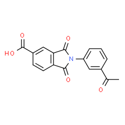 ChemSpider 2D Image | 2-(3-Acetylphenyl)-1,3-dioxo-5-isoindolinecarboxylic acid | C17H11NO5