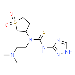 ChemSpider 2D Image | 1-[2-(Dimethylamino)ethyl]-1-(1,1-dioxidotetrahydro-3-thiophenyl)-3-(1H-1,2,4-triazol-3-yl)thiourea | C11H20N6O2S2