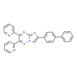ChemSpider 2D Image | 6-(4-Biphenylyl)-2,3-di(2-pyridinyl)imidazo[1,2-b][1,2,4]triazine | C27H18N6