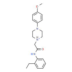 ChemSpider 2D Image | 1-{2-[(2-Ethylphenyl)amino]-2-oxoethyl}-4-(4-methoxyphenyl)piperazin-1-ium | C21H28N3O2