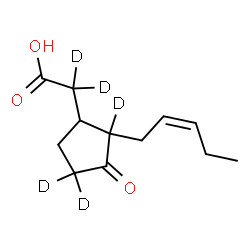 ChemSpider 2D Image | {3-Oxo-2-[(2Z)-2-penten-1-yl](2,4,4-~2~H_3_)cyclopentyl}(~2~H_2_)acetic acid | C12H13D5O3