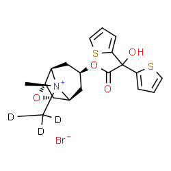 ChemSpider 2D Image | (1R,2R,4S,5S,7s,9s)-7-[2-Hydroxy(di-2-thienyl)acetoxy]-9-methyl-9-(~2~H_3_)methyl-3-oxa-9-azoniatricyclo[3.3.1.0~2,4~]nonane bromide | C19H19D3BrNO4S2