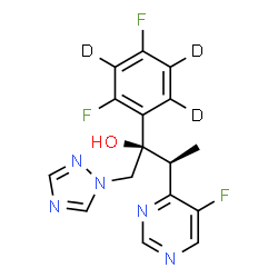 ChemSpider 2D Image | (2R,3S)-2-[2,4-Difluoro(~2~H_3_)phenyl]-3-(5-fluoro-4-pyrimidinyl)-1-(1H-1,2,4-triazol-1-yl)-2-butanol | C16H11D3F3N5O