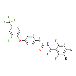 ChemSpider 2D Image | N-({4-[2-Chloro-4-(trifluoromethyl)phenoxy]-2-fluorophenyl}carbamoyl)-2,6-difluoro(~2~H_3_)benzamide | C21H8D3ClF6N2O3