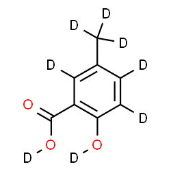 ChemSpider 2D Image | 2-(~2~H)Hydroxy-5-(~2~H_3_)methyl(O-~2~H_4_)benzoic acid | C8D8O3