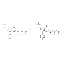 ChemSpider 2D Image | Calcium bis[(3R,5R,6E)-7-{4-(4-fluorophenyl)-6-isopropyl-2-[methyl(methylsulfonyl)amino]-5-pyrimidinyl}-3,5-dihydroxy-6-heptenoate] | C44H54CaF2N6O12S2