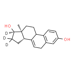 ChemSpider 2D Image | (9xi,17alpha)-(16,16,17-~2~H_3_)Estra-1,3,5(10),7-tetraene-3,17-diol | C18H19D3O2