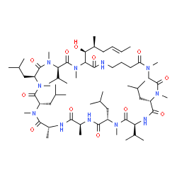 ChemSpider 2D Image | (6R,9S,12S,15R,18S,21S,24S,27S)-3-[(1S,2S,4E)-1-Hydroxy-2-methyl-4-hexen-1-yl]-9,12,21,27-tetraisobutyl-6,24-diisopropyl-4,7,10,13,15,18,22,28,31-nonamethyl-1,4,7,10,13,16,19,22,25,28,31-undecaazacycl
opentatriacontane-2,5,8,11,14,17,20,23,26,29,32-undecone | C62H111N11O12