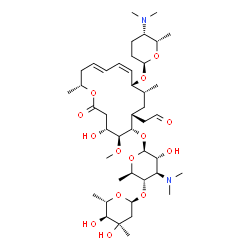 ChemSpider 2D Image | [(4R,5S,6S,7R,9R,10R,11Z,13E,16R)-6-{[(2S,3R,4R,5S,6R)-5-{[(2S,4R,5S,6S)-4,5-Dihydroxy-4,6-dimethyltetrahydro-2H-pyran-2-yl]oxy}-4-(dimethylamino)-3-hydroxy-6-methyltetrahydro-2H-pyran-2-yl]oxy}-10-{[
(2R,5S,6S)-5-(dimethylamino)-6-methyltetrahydro-2H-pyran-2-yl]oxy}-4-hydroxy-5-methoxy-9,16-dimethyl-2-oxooxacyclohexadeca-11,13-dien-7-yl]acetaldehyde (non-preferred name) | C43H74N2O14