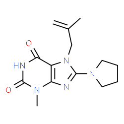 ChemSpider 2D Image | 3-Methyl-7-(2-methyl-2-propen-1-yl)-8-(1-pyrrolidinyl)-3,7-dihydro-1H-purine-2,6-dione | C14H19N5O2