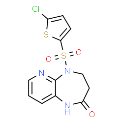 ChemSpider 2D Image | 5-[(5-Chloro-2-thienyl)sulfonyl]-1,3,4,5-tetrahydro-2H-pyrido[2,3-b][1,4]diazepin-2-one | C12H10ClN3O3S2