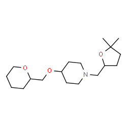ChemSpider 2D Image | 1-[(5,5-Dimethyltetrahydro-2-furanyl)methyl]-4-(tetrahydro-2H-pyran-2-ylmethoxy)piperidine | C18H33NO3