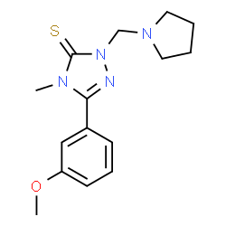 ChemSpider 2D Image | 5-(3-Methoxyphenyl)-4-methyl-2-(1-pyrrolidinylmethyl)-2,4-dihydro-3H-1,2,4-triazole-3-thione | C15H20N4OS