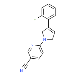 ChemSpider 2D Image | 6-[3-(2-Fluorophenyl)-2,5-dihydro-1H-pyrrol-1-yl]nicotinonitrile | C16H12FN3