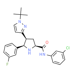 ChemSpider 2D Image | (4S,5R)-N-(3-Chlorophenyl)-5-(3-fluorophenyl)-4-[1-(2-methyl-2-propanyl)-1H-pyrazol-3-yl]-L-prolinamide | C24H26ClFN4O