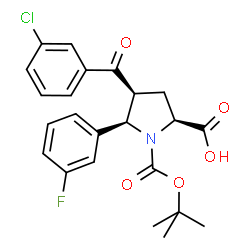 ChemSpider 2D Image | (4S,5R)-4-(3-Chlorobenzoyl)-5-(3-fluorophenyl)-1-{[(2-methyl-2-propanyl)oxy]carbonyl}-L-proline | C23H23ClFNO5
