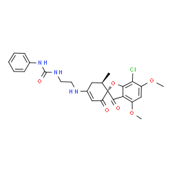 ChemSpider 2D Image | 1-(2-{[(2S,6'R)-7-Chloro-4,6-dimethoxy-6'-methyl-2',3-dioxo-3H-spiro[1-benzofuran-2,1'-cyclohex[3]en]-4'-yl]amino}ethyl)-3-phenylurea | C25H26ClN3O6