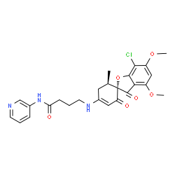 ChemSpider 2D Image | 4-{[(2S,6'R)-7-Chloro-4,6-dimethoxy-6'-methyl-2',3-dioxo-3H-spiro[1-benzofuran-2,1'-cyclohex[3]en]-4'-yl]amino}-N-(3-pyridinyl)butanamide | C25H26ClN3O6