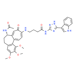 ChemSpider 2D Image | 4-{[(7S)-7-Acetamido-1,2,3-trimethoxy-9-oxo-5,6,7,9-tetrahydrobenzo[a]heptalen-10-yl]amino}-N-[5-(1H-indol-3-yl)-1H-1,2,4-triazol-3-yl]butanamide | C35H37N7O6