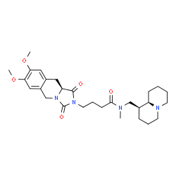 ChemSpider 2D Image | 4-[(10aS)-7,8-Dimethoxy-1,3-dioxo-1,5,10,10a-tetrahydroimidazo[1,5-b]isoquinolin-2(3H)-yl]-N-methyl-N-[(1S,9aR)-octahydro-2H-quinolizin-1-ylmethyl]butanamide | C28H40N4O5