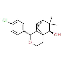 ChemSpider 2D Image | (5S,6S,8R,10R)-5-(4-Chlorophenyl)-9,9-dimethyl-4-oxatricyclo[6.2.1.0~1,6~]undecan-10-ol | C18H23ClO2