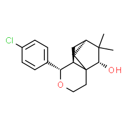 ChemSpider 2D Image | (5S,6S,8R,10S)-5-(4-Chlorophenyl)-9,9-dimethyl-4-oxatricyclo[6.2.1.0~1,6~]undecan-10-ol | C18H23ClO2