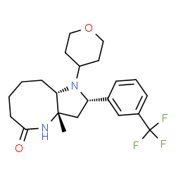 ChemSpider 2D Image | (2S,3aS,9aS)-3a-Methyl-1-(tetrahydro-2H-pyran-4-yl)-2-[3-(trifluoromethyl)phenyl]decahydro-5H-pyrrolo[3,2-b]azocin-5-one | C22H29F3N2O2