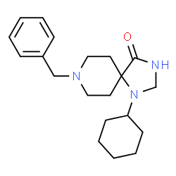 ChemSpider 2D Image | 8-Benzyl-1-cyclohexyl-1,3,8-triazaspiro[4.5]decan-4-one | C20H29N3O