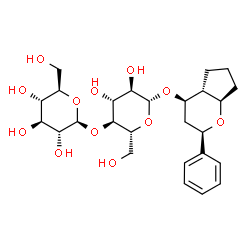 ChemSpider 2D Image | (2R,4R,4aR,7aR)-2-Phenyloctahydrocyclopenta[b]pyran-4-yl 4-O-beta-D-glucopyranosyl-beta-D-glucopyranoside | C26H38O12