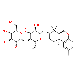 ChemSpider 2D Image | (6aS,8S,10aS)-2,7,7,10a-Tetramethyl-6a,7,8,9,10,10a-hexahydro-6H-benzo[c]chromen-8-yl 4-O-alpha-D-glucopyranosyl-beta-D-glucopyranoside | C29H44O12
