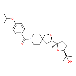 ChemSpider 2D Image | {(3R)-3-[(2R,5S)-5-(2-Hydroxy-2-propanyl)-2-methyltetrahydro-2-furanyl]-2-oxa-8-azaspiro[4.5]dec-8-yl}(4-isopropoxyphenyl)methanone | C26H39NO5